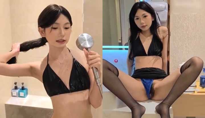 私拍大神 綠狗私攝 新作！約拍高顏值女大學生 浴室花灑衝逼 年紀輕輕已成極品黑木耳！